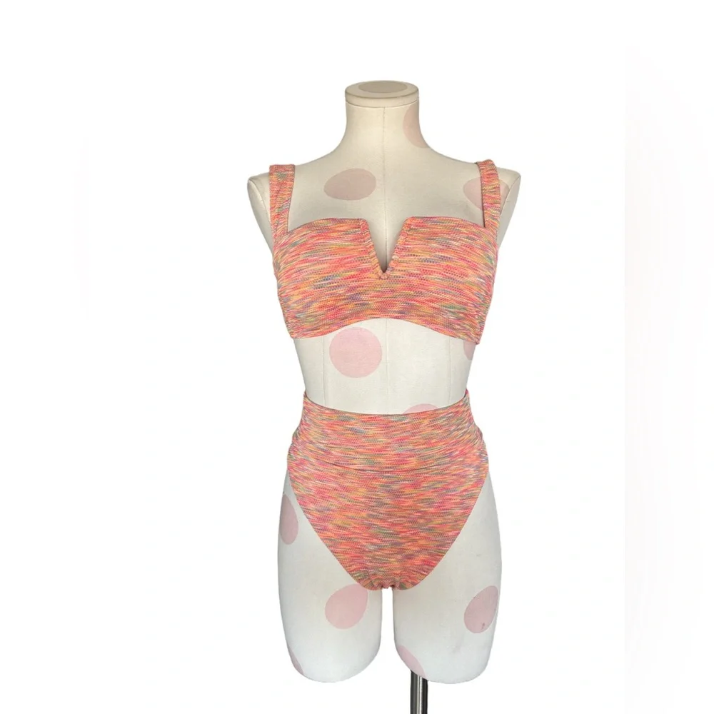 Aerie Space Dye High Cut Cheeky and bandeau Bikini Set - small - Picture 2 of 11